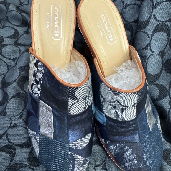 Coach Women's Denim Patchwork Mules - Picture 1 of 6